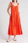 Caslon Ruffle Tiered Cotton Maxi Dress In Red Grenadine