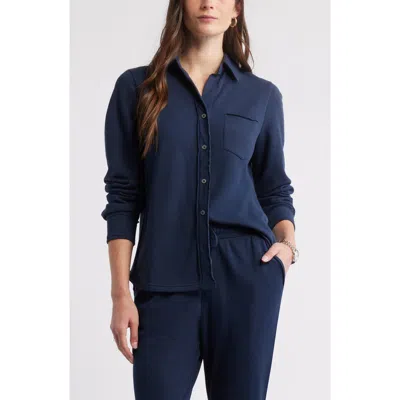 Caslon ® French Terry Button-up Shirt In Blue