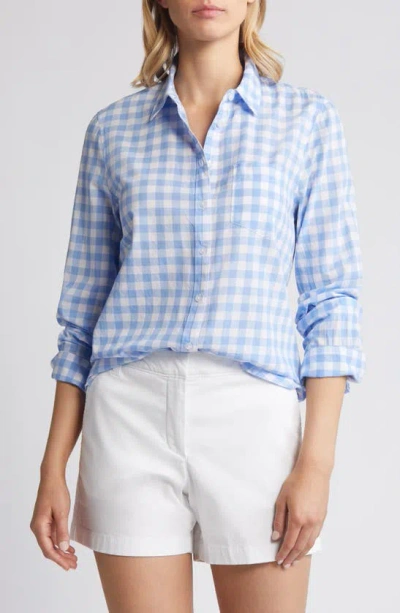 Caslon Gingham Cotton Voile Button-up Shirt In Blue Cornflower Ray Gingham