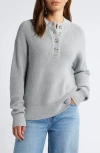 Caslon ® Half Button Pima Cotton Blend Sweater In Grey Heather