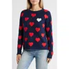 Caslon ® Hearts Jacquard Crewneck Sweater In Blue