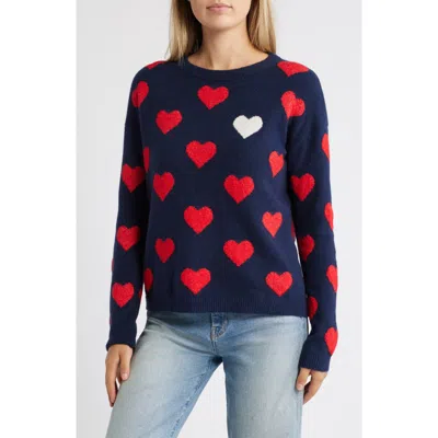 Caslon ® Hearts Jacquard Crewneck Sweater In Blue