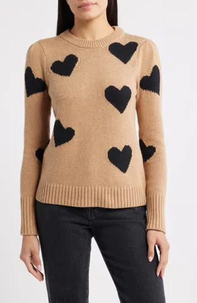 Caslon ® Intarsia Heart Sweater In Brown