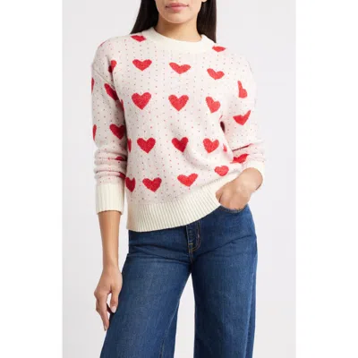 Caslon ® Jacquard Heart Crewneck Sweater In Multi