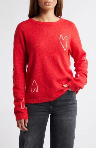 Caslon ® Jacquard Hearts Cotton Blend Sweater