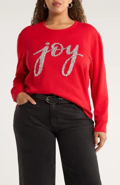 Caslon ® Joy Embellished Cotton Blend Sweatshirt