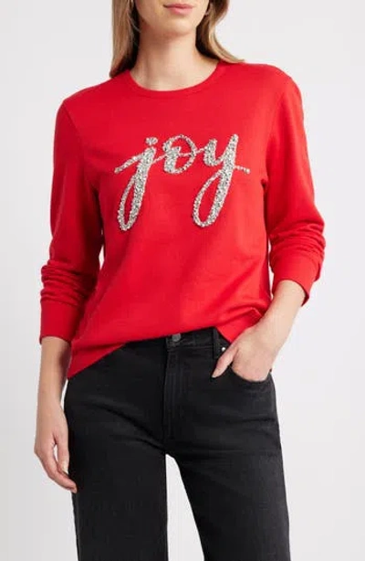 Caslon ® Joy Embellished Crewneck Sweatshirt In Red