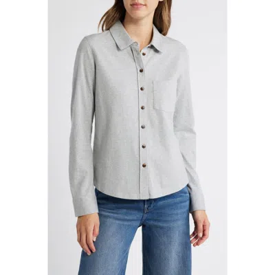 Caslon ® Knit Button-up Shirt In Gray