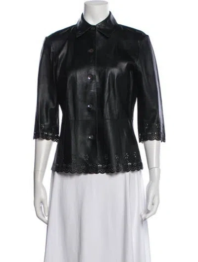 Pre-owned Caslon Leather Jacket In Black