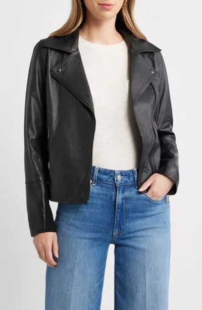 Caslon ® Leather Moto Jacket In Black