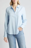 Caslon Linen Blend Button-up Shirt In Blue Cornflower Cross Dye