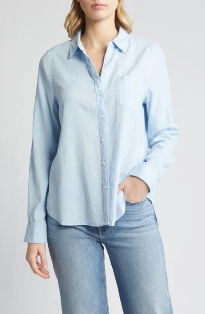 Caslon Linen Blend Button-up Shirt In Blue Skyway