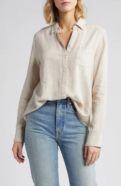 Caslon Linen Blend Button-up Shirt In Flax