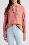 Caslon Linen Blend Button-up Shirt In Pink Canyon