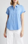 Caslon Linen Blend Camp Shirt In Blue Cornflower