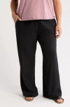 Caslon ® Linen Blend Drawstring Pants In Black