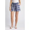 Caslon Linen Blend Drawstring Shorts In Blue I- White Vintage Check