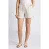 Caslon Linen Blend Drawstring Shorts In Tan Safari- White Leah Stripe