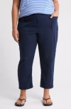 Caslon ® Linen Blend Pull-on Crop Pants In Navy Blazer