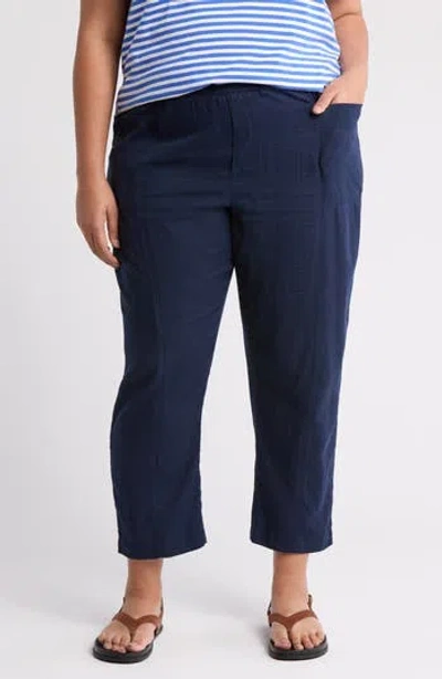 Caslon ® Linen Blend Pull-on Crop Pants In Navy Blazer