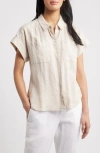 Caslon ® Linen Blend Short Sleeve Button-up Shirt In Neutral