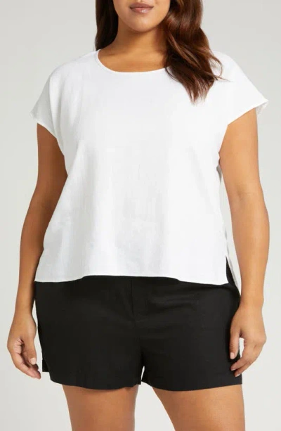 Caslon Linen Blend Top In White