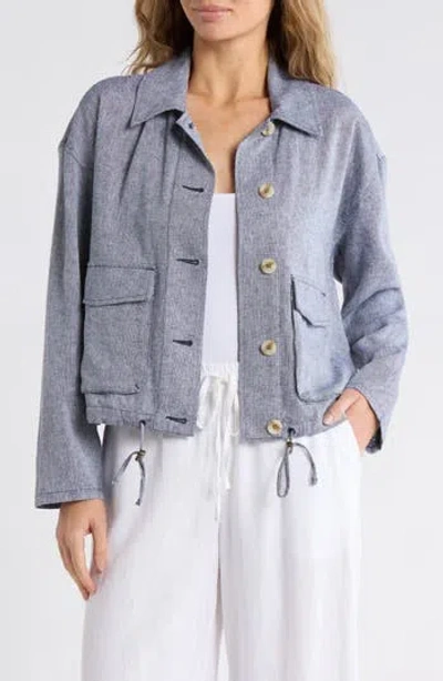 Caslon ® Linen Blend Utility Shirt Jacket In Gray