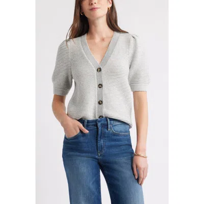 Caslon ® Links Puff Sleeve Wool Blend Cardigan In Gray