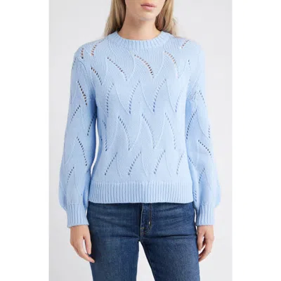 Caslon ® Lofty Pointelle Stitch Crewneck Sweater In Blue