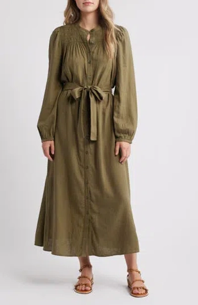 Caslon ® Long Sleeve Belted Shirtdress In Brown