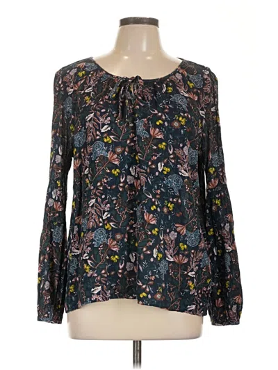 Pre-owned Caslon Long Sleeve Blouse In Black