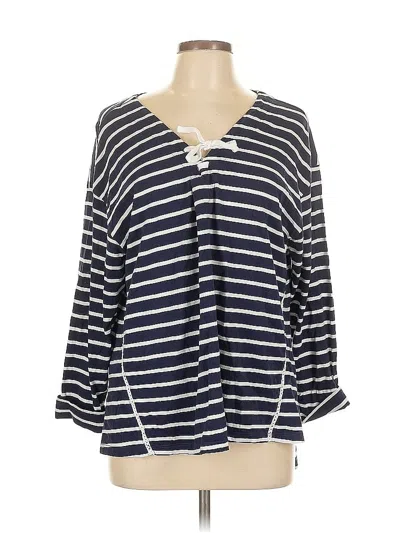 Pre-owned Caslon Long Sleeve Blouse In Blue