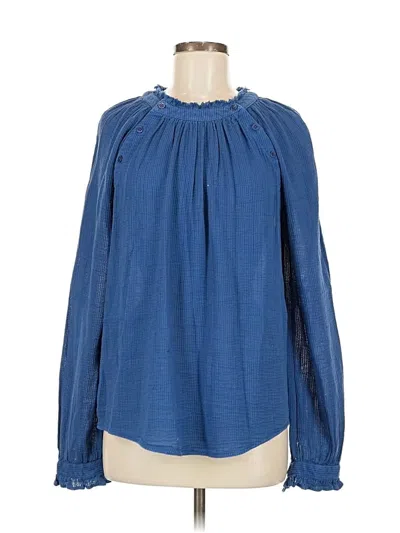 Pre-owned Caslon Long Sleeve Blouse In Blue