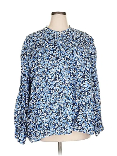 Pre-owned Caslon Long Sleeve Blouse In Blue