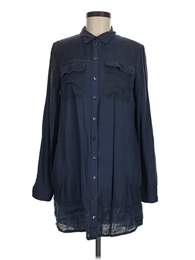 Pre-owned Caslon Long Sleeve Blouse In Blue