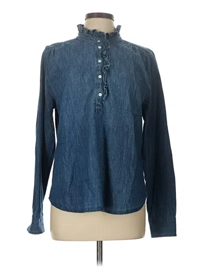 Pre-owned Caslon Long Sleeve Blouse In Blue