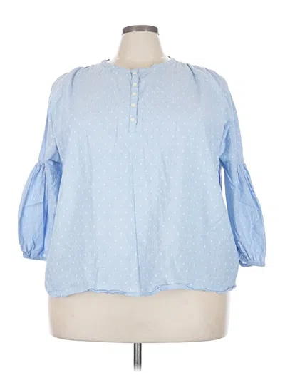 Pre-owned Caslon Long Sleeve Blouse In Blue