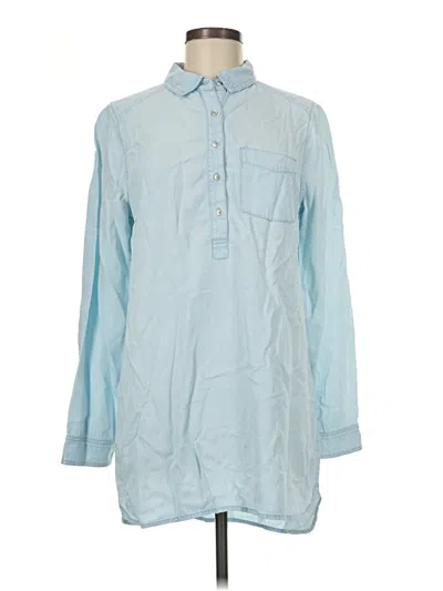 Pre-owned Caslon Long Sleeve Blouse In Blue