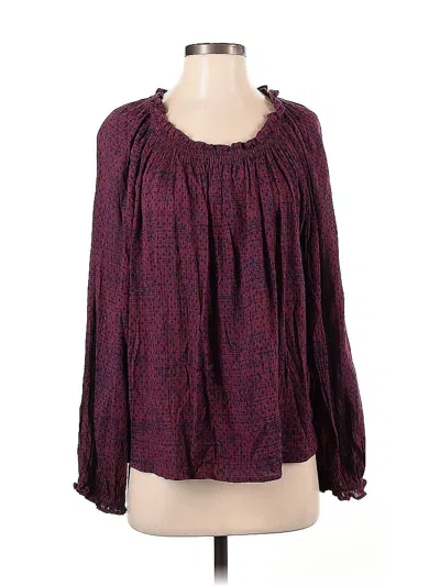 Pre-owned Caslon Long Sleeve Blouse In Burgundy