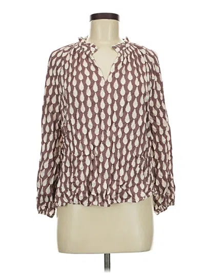 Pre-owned Caslon Long Sleeve Blouse In Burgundy