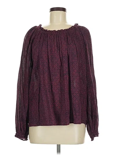 Pre-owned Caslon Long Sleeve Blouse In Burgundy