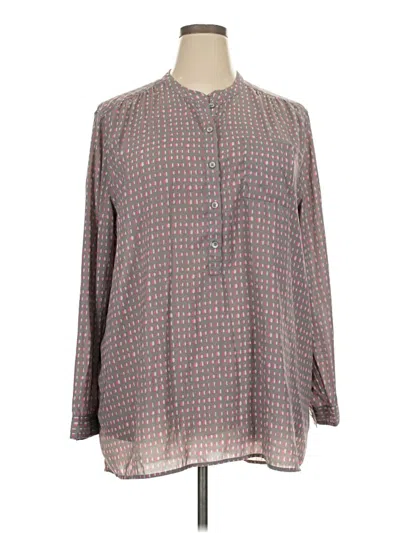 Pre-owned Caslon Long Sleeve Blouse In Gray