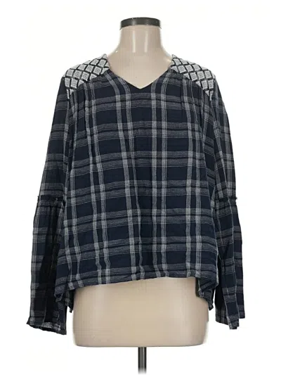 Pre-owned Caslon Long Sleeve Blouse In Gray