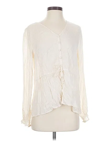 Pre-owned Caslon Long Sleeve Blouse In Ivory
