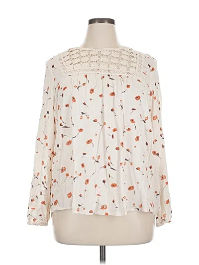 Pre-owned Caslon Long Sleeve Blouse In White