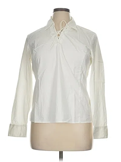 Pre-owned Caslon Long Sleeve Blouse In White