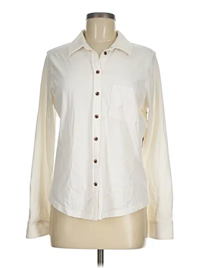 Pre-owned Caslon Long Sleeve Blouse In White