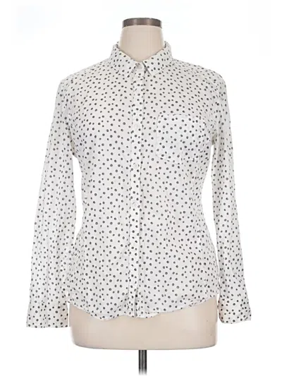 Pre-owned Caslon Long Sleeve Blouse In White