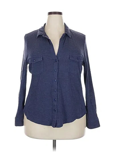 Pre-owned Caslon Long Sleeve Button Down Shirt In Blue
