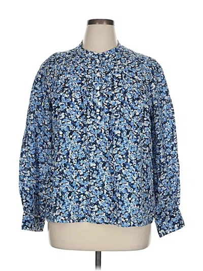 Pre-owned Caslon Long Sleeve Button Down Shirt In Blue